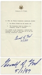 Gerald Ford Manuscript Signed Regarding the Warren Commission -- ...I endorsed those conclusions in 1964 and fully agree now as the sole surviving Commission member...